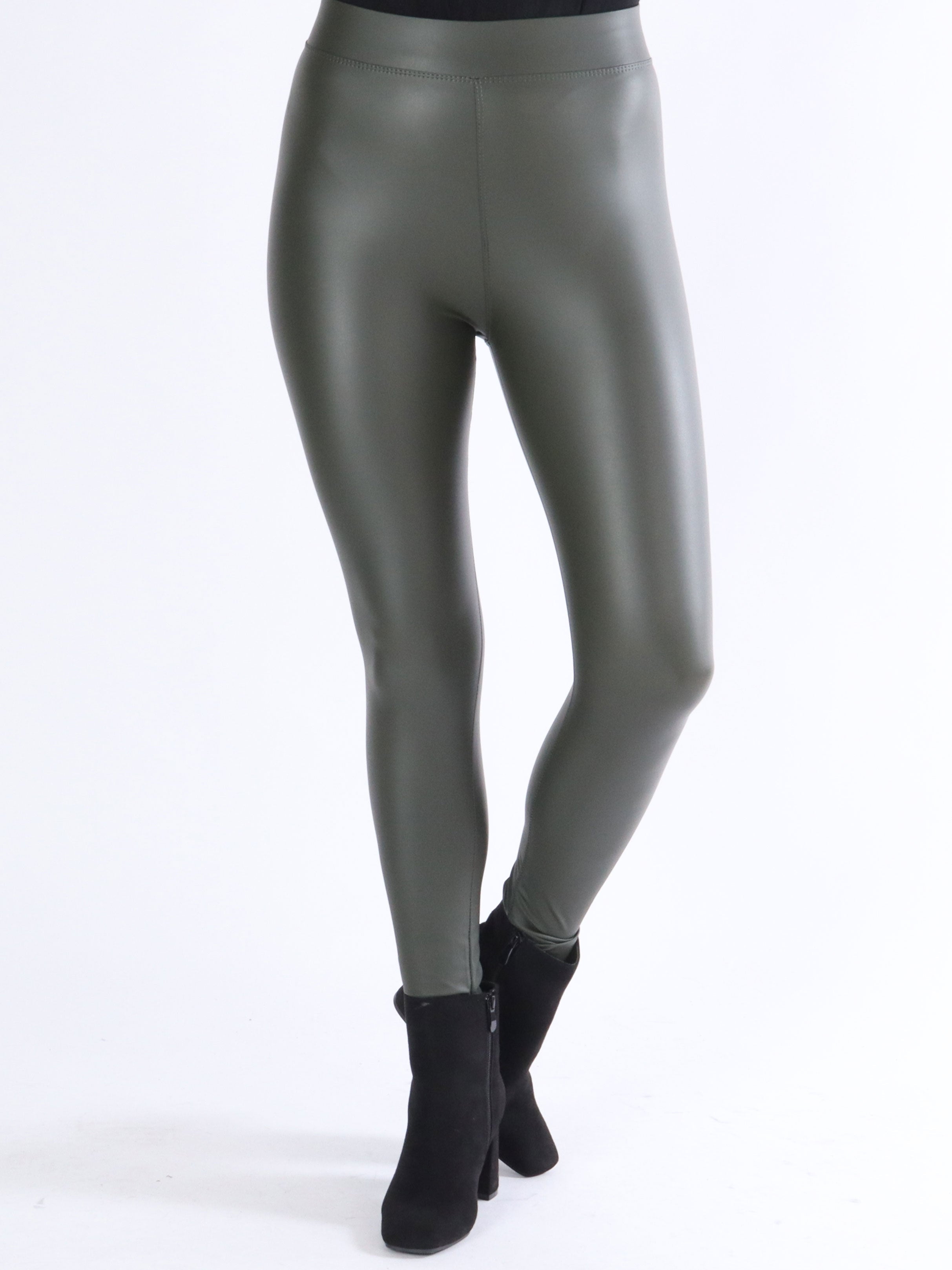 Patricia - Elastiska leggings i läderlook